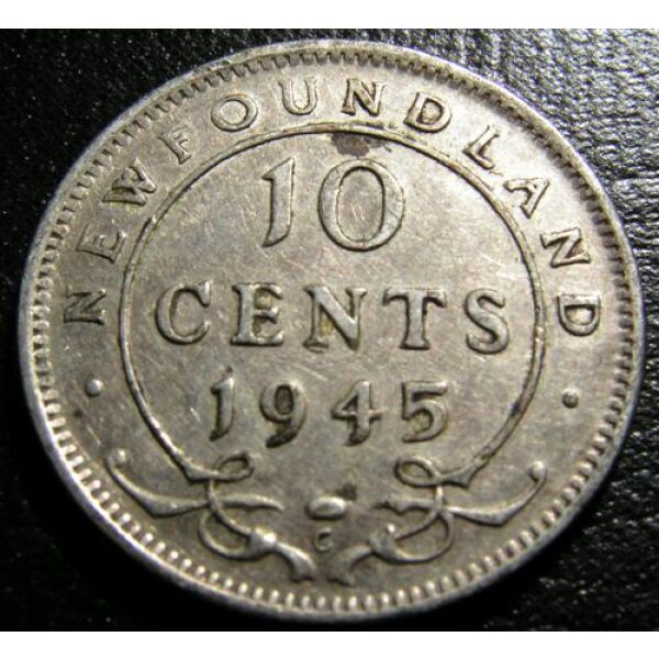 George VI - 10c 1945C. XF-45+. Newfoundland Coins - Image 2