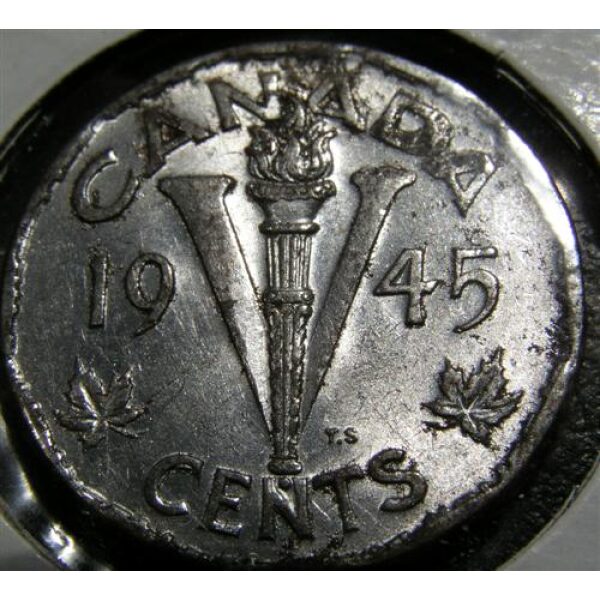 George VI - 5 Cents 1945. XF-40. Canadian Coin - Image 2