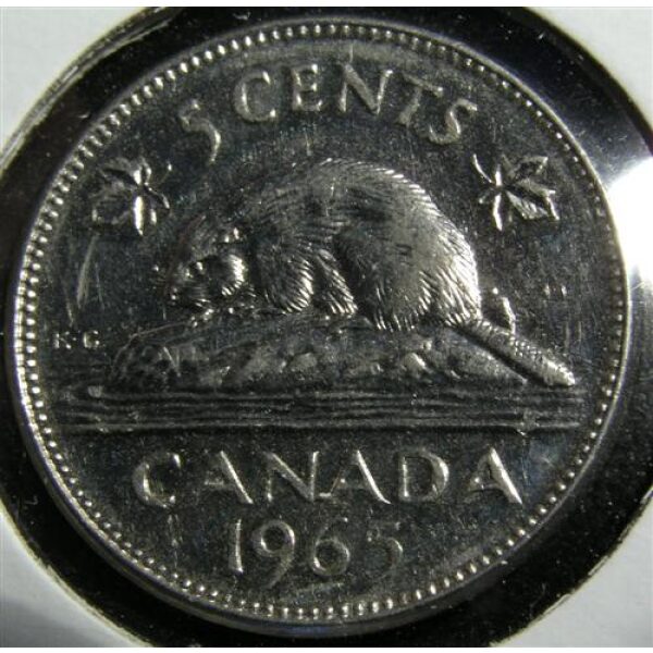 Elizabeth II - 5 Cents 1965. MS-60 ; UNC. Canadian Coin - Image 2