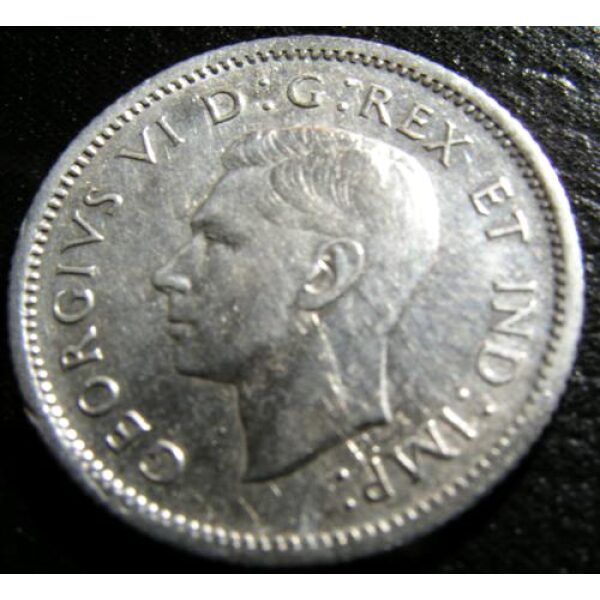 George VI - 10 Cents 1938. AU-50. Silver Canadian Coins