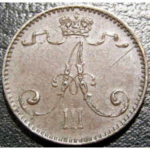 Alexander III -  1 Penni 1894.  XF-45+. Russian Finland coin