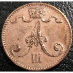 Alexander III -  1 Penni 1883.  XF-40. Russian Finland coin