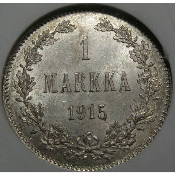 Nicholas II - Marka 1915 S KM# 3.2. MS-63 by NGC. Russian Finland Coin - Image 2