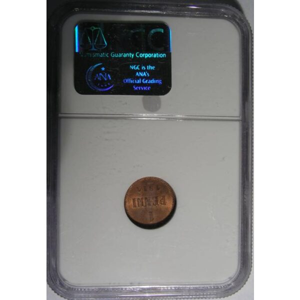 Nicholas II - 1 Penni 1914 KM#13. MS-64 RD FULL RED ! by NGC. Highest graded ! - Image 3