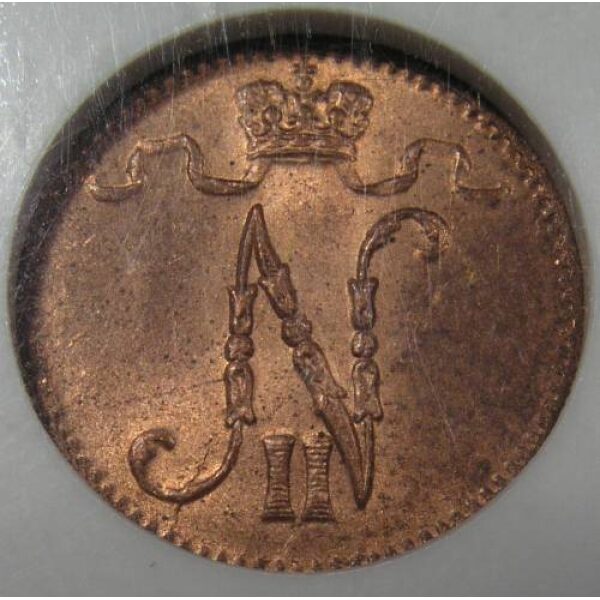 Nicholas II - 1 Penni 1916 KM#13. MS-64 RD FULL RED ! by NGC.