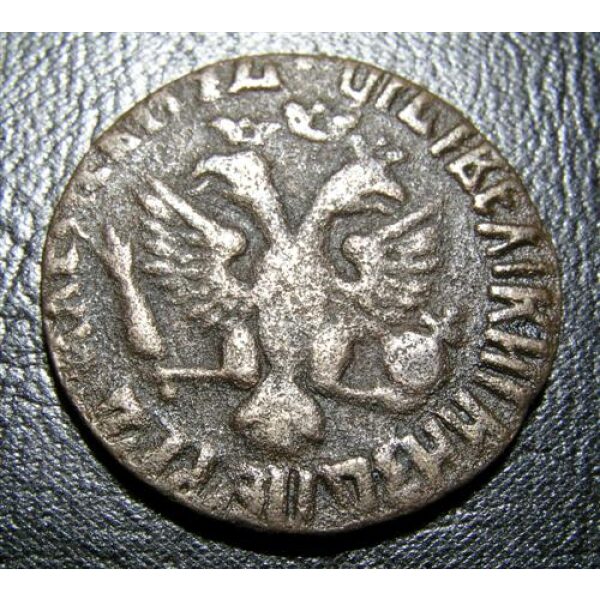 Peter I, the Great - Denga (1/2 Kopek) 1710. RARE "R1" Bitkin. VF-20. Russian Coin - Image 2